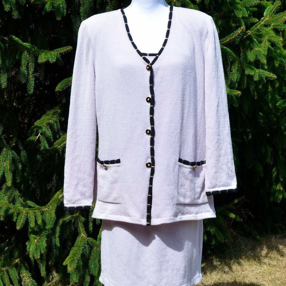 St John Lavendar & Black 3 Piece Skirt Suit.